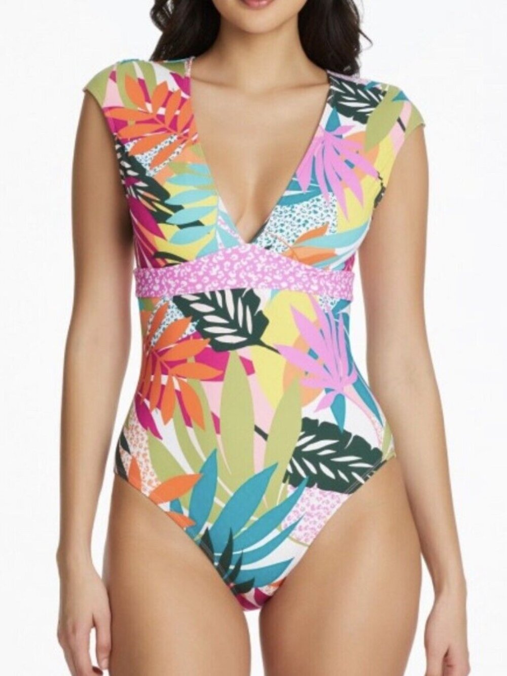 NWT Bleu Rod Beattie Women Run Wild Heart Cap Sleeve One Piece Swimsuit 6